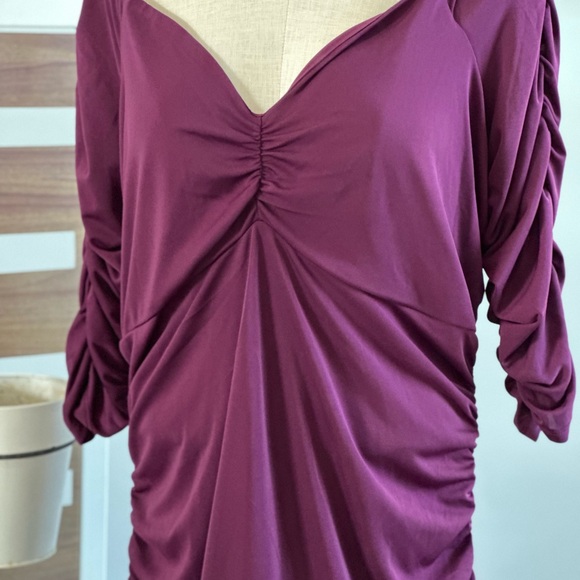 Elegant Burgundy Ruched Torrid Plus Evening Gown - Picture 3 of 8